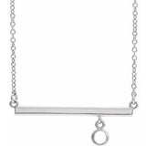 14K White 3 mm Round Bezel-Set 16" Bar Necklace Mounting