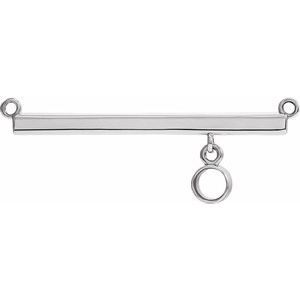 18K White 3 mm Round Bezel-Set Bar Necklace Center