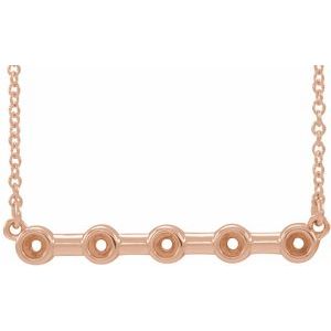 14K Rose 2 mm Round Bezel-Set Bar 16" Necklace Mounting