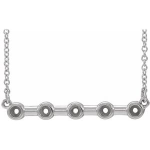Sterling Silver 2 mm Round Bezel-Set Bar 16" Necklace Mounting