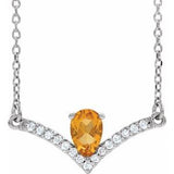 Sterling Silver Natural Citrine & .06 CTW Natural Diamond 18" Necklace