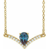 14K Yellow Lab-Grown Alexandrite & .06 CTW Natural Diamond 16" Necklace