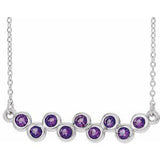 Sterling Silver Natural Amethyst Bezel-Set Bar 16-18" Necklace