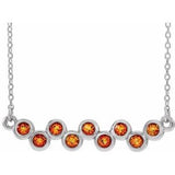 14K White Natural Citrine Bezel-Set Bar 16-18" Necklace