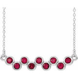Platinum Natural Ruby Bezel-Set Bar 16-18" Necklace