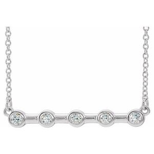 14K White 1/6 CTW Natural Diamond Bezel-Set Bar 16" Necklace