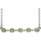 Platinum Natural Peridot Bezel-Set Bar 18" Necklace