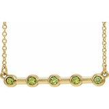 14K Yellow Natural Peridot Bezel-Set Bar 16" Necklace