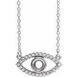 Sterling Silver 3.5 mm Round Natural White Sapphire Semi-Set Evil Eye 16" Necklace