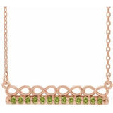 14K Rose Natural Peridot Infinity-Inspired Bar 16" Necklace