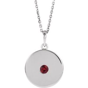 Platinum Lab-Grown Ruby Disc 16-18" Necklace