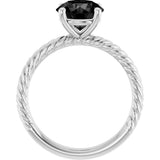 14K White Gold Natural Black Onyx Ring