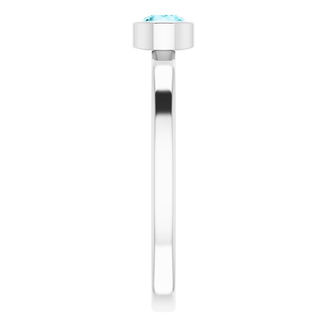 14K White Gold 4 mm Natural Blue Zircon Ring