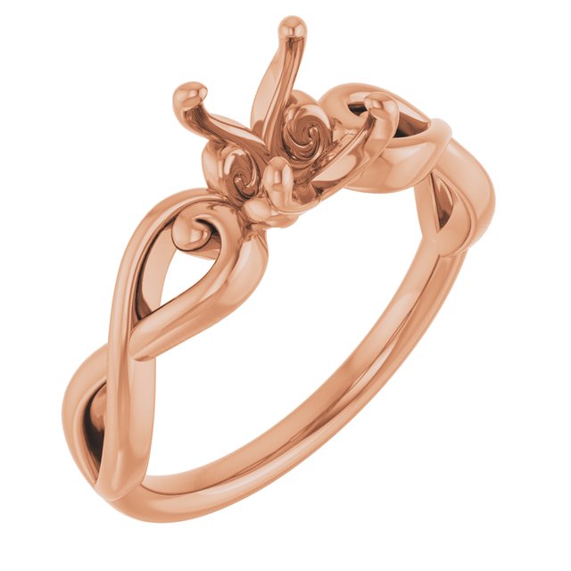 18K Rose6.5 mm Round Ring Mounting