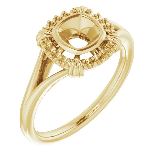 10K Yellow5 mm Cushion Ring Mounting