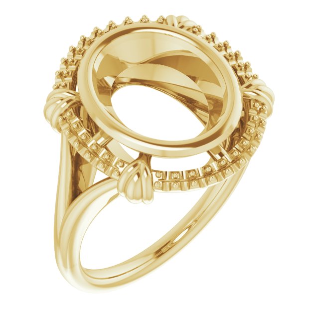 18K Yellow11x9 mm Oval Ring Mounting