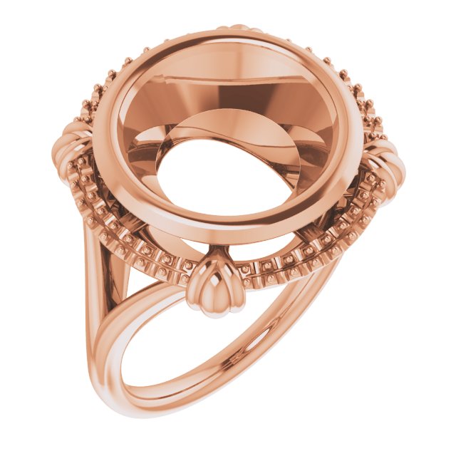 14K Rose12 mm Round Ring Mounting