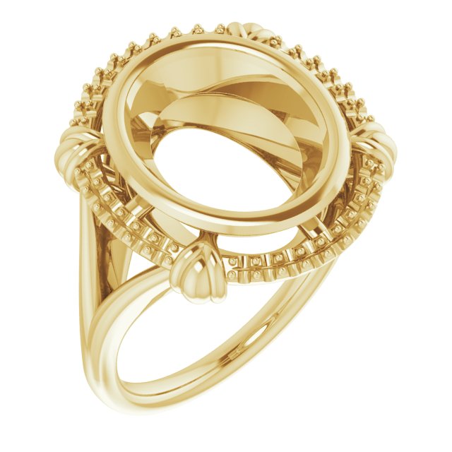 14K Yellow12x10 mm Oval Ring Mounting
