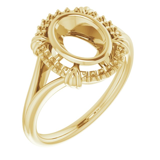 14K Yellow8x6 mm Oval Ring Mounting