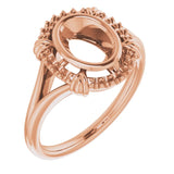 14K Rose8x6 mm Oval Ring Mounting