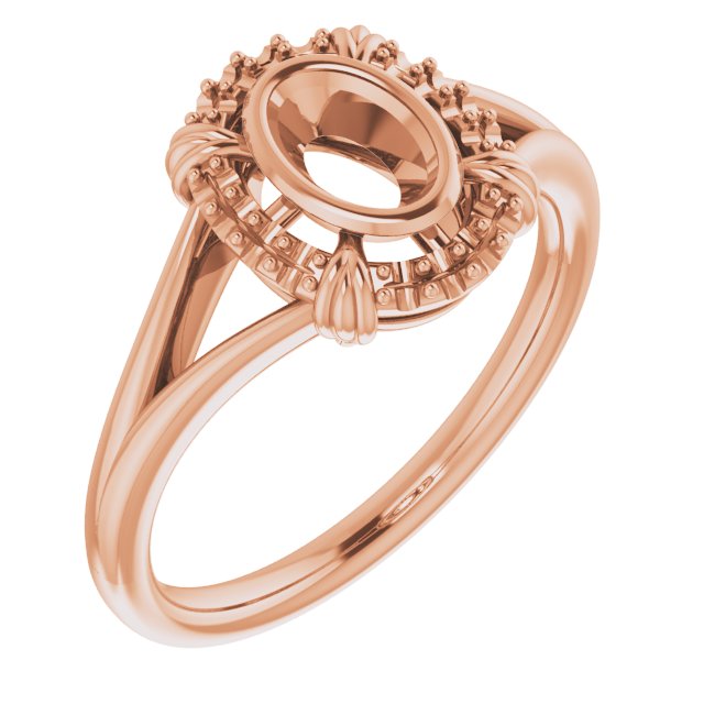 10K Rose6x4 mm Oval Ring Mounting