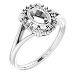 18K White6x4 mm Oval Ring Mounting