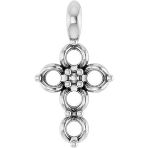 14K White 2 mm Round Cross Pendant Mounting