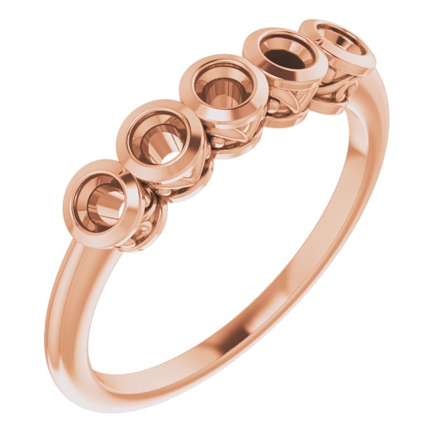 14K Rose Five-Stone Bezel-Set Ring Mounting