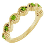 14K Yellow Natural Peridot Stackable Ring