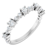 14K White Natural White Sapphire & 1/6 CTW Natural Diamond Ring
