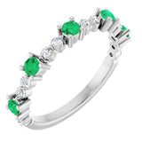 Platinum Natural Emerald & 1/6 CTW Natural Diamond Ring