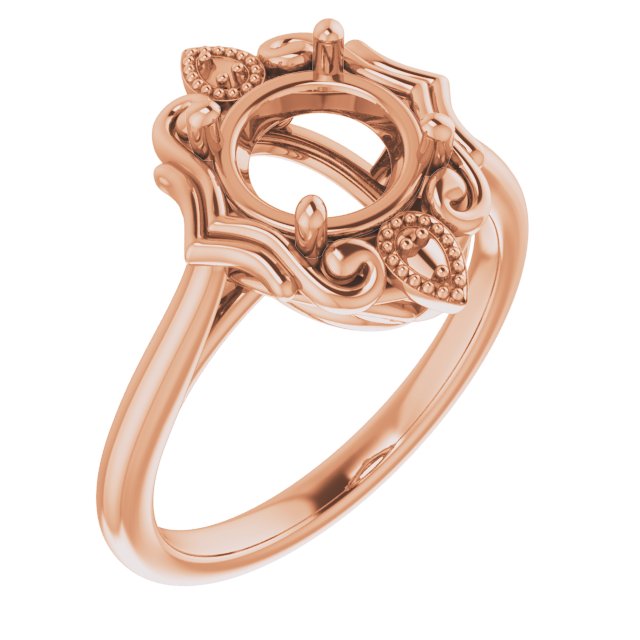 14K Rose7.4 mm Round Ring Mounting