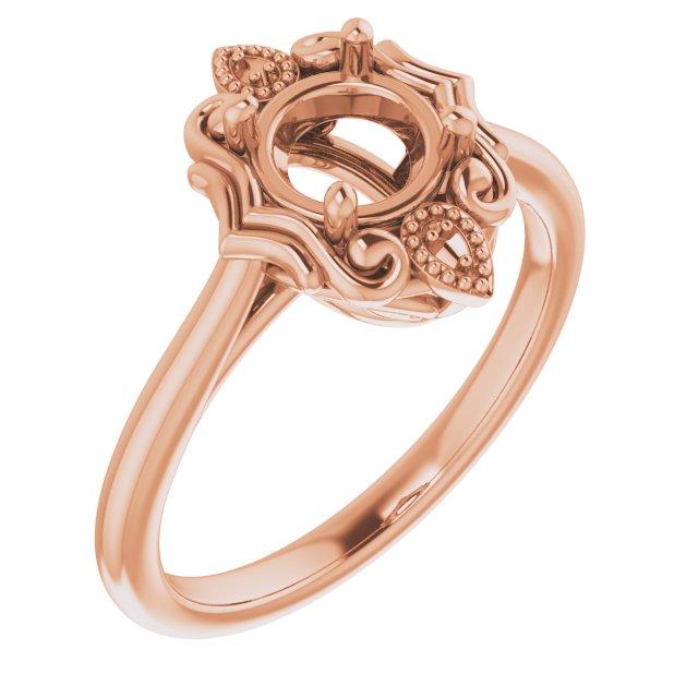 14K Rose6 mm Round Ring Mounting