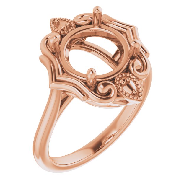 10K Rose9.4 mm Round Ring Mounting
