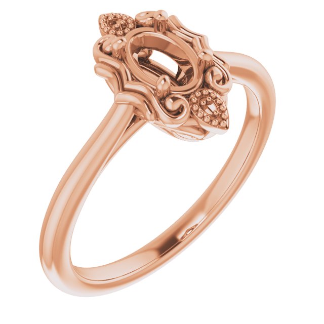 10K Rose6x4 mm Oval Ring Mounting