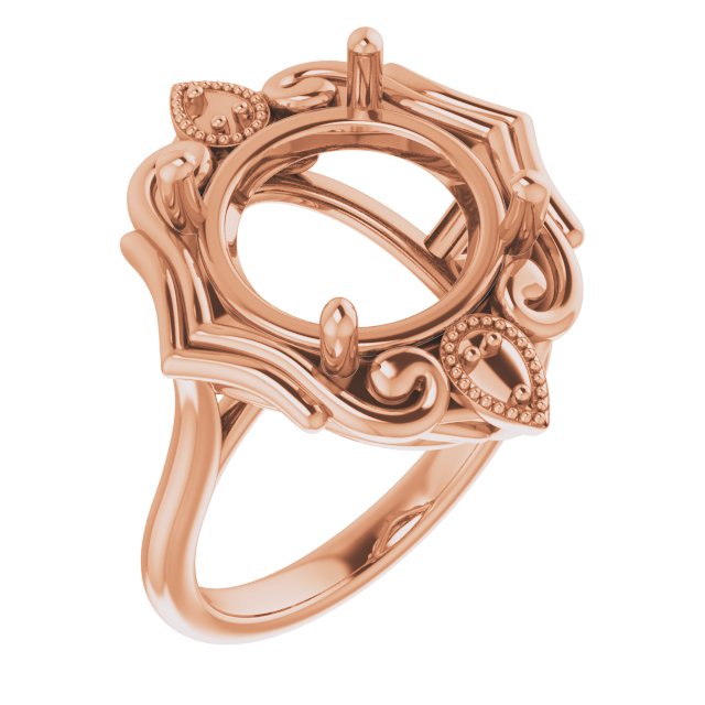 10K Rose12 mm Round Ring Mounting