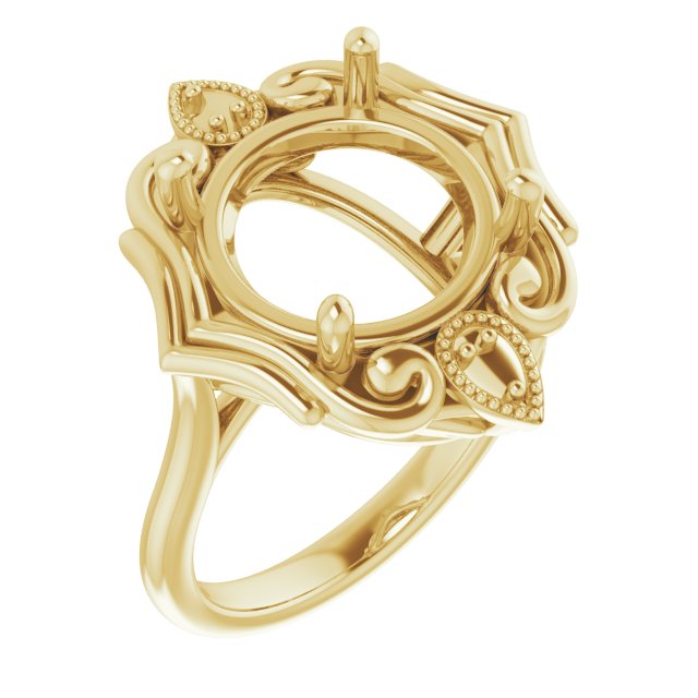 18K Yellow12 mm Round Ring Mounting