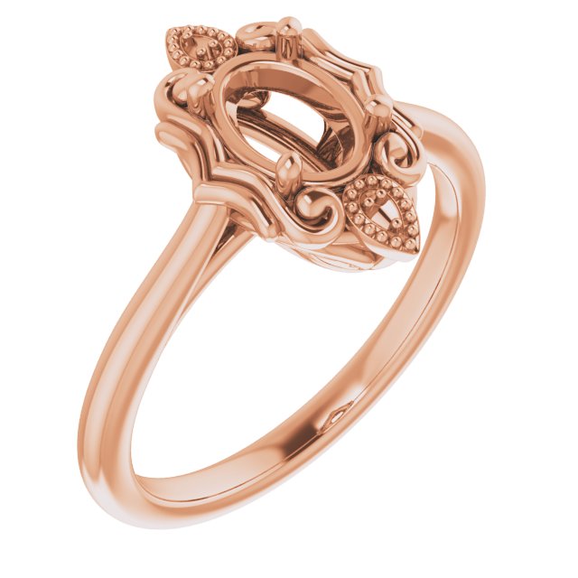 10K Rose7x5 mm Oval Ring Mounting