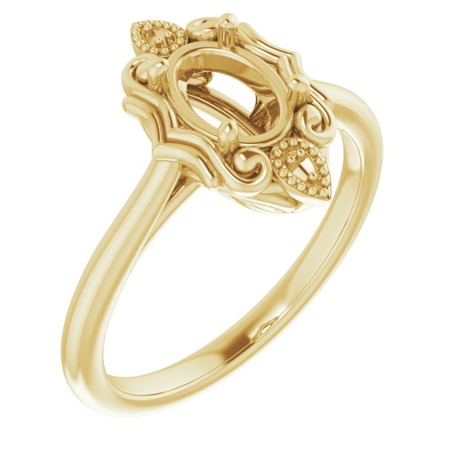 14K Yellow7x5 mm Oval Ring Mounting