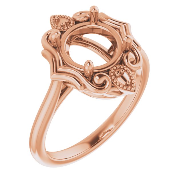 14K Rose8.2 mm Round Ring Mounting