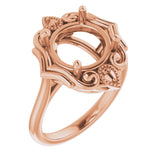14K Rose10 mm Round Ring Mounting