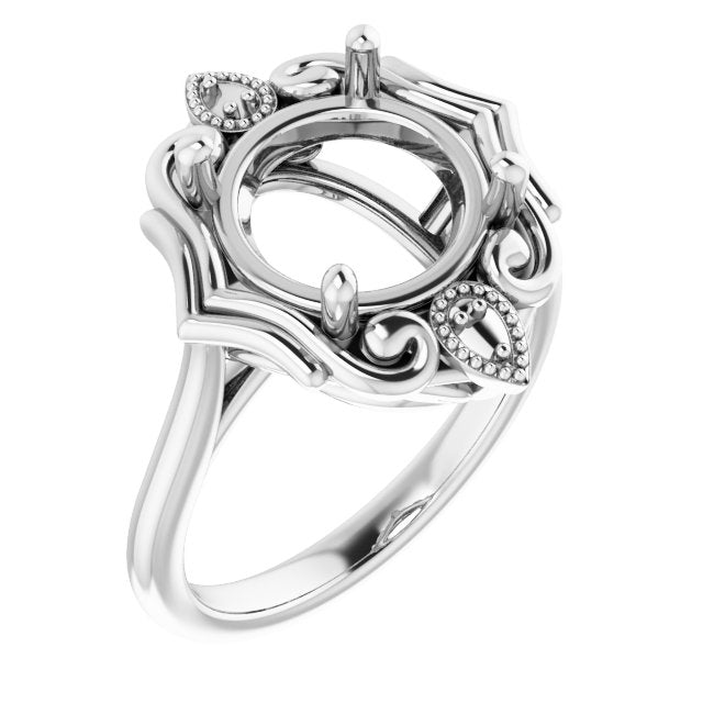 18K White10 mm Round Ring Mounting