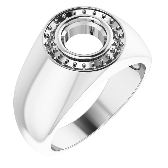 18K White 7 mm Round Ring Mounting
