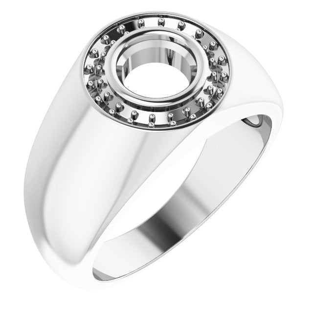14K White 6.5 mm Round Ring Mounting