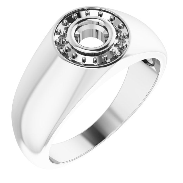 18K White 4.4 mm Round Ring Mounting