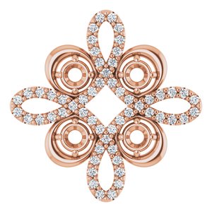 14K Rose 1/6 CTW Natural Diamond Semi-Set Clover Pendant