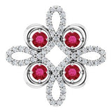 Platinum Lab-Grown Ruby & 1/6 CTW Diamond Clover Pendant