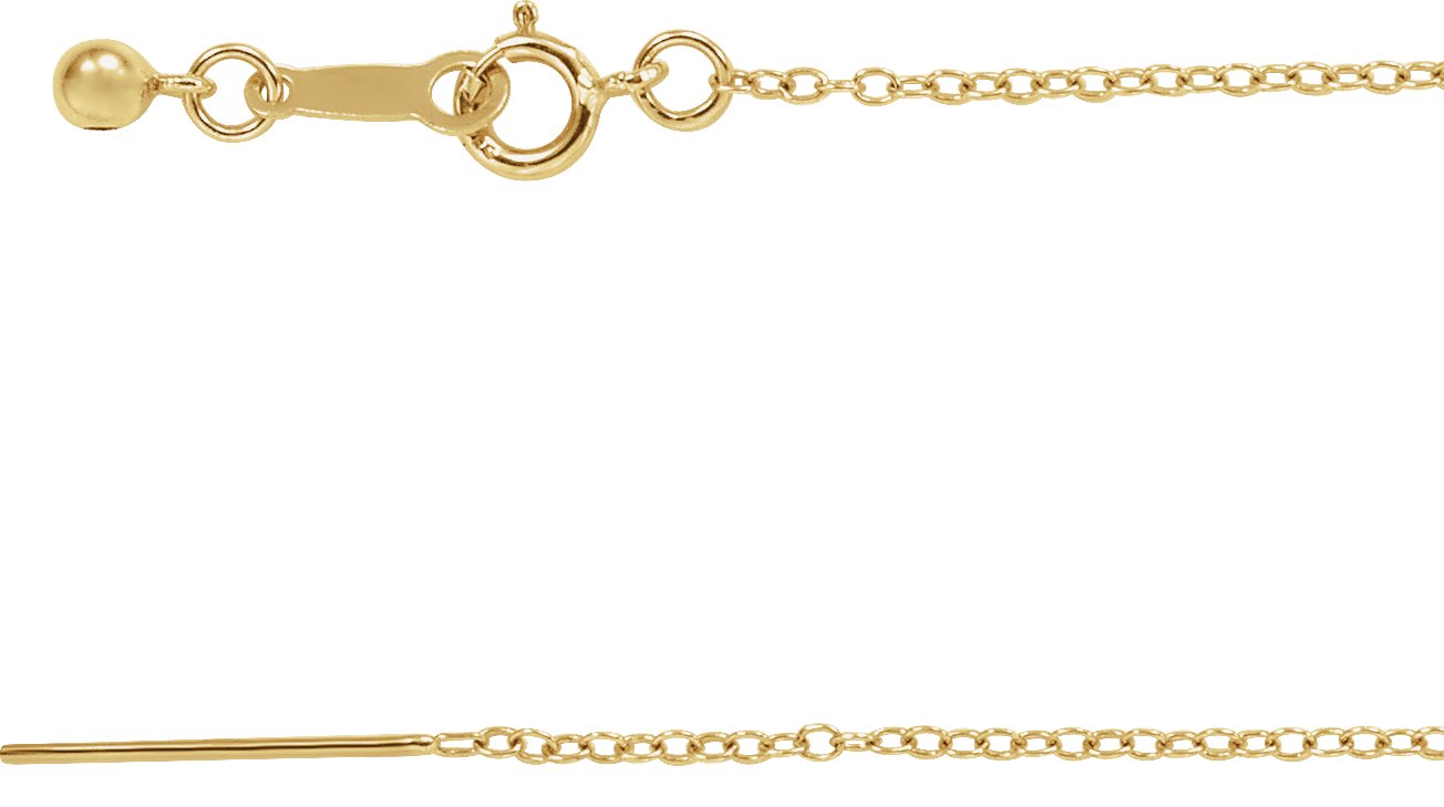 14K Yellow Gold 1.1 mm Adjustable Threader Cable 16-22" Chain