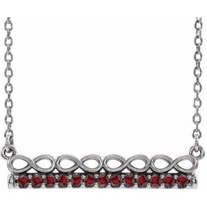 Sterling Silver Natural Mozambique Garnet Infinity-Inspired Bar 18" Necklace