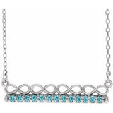 Sterling Silver Natural Blue Zircon Infinity-Inspired Bar 18" Necklace